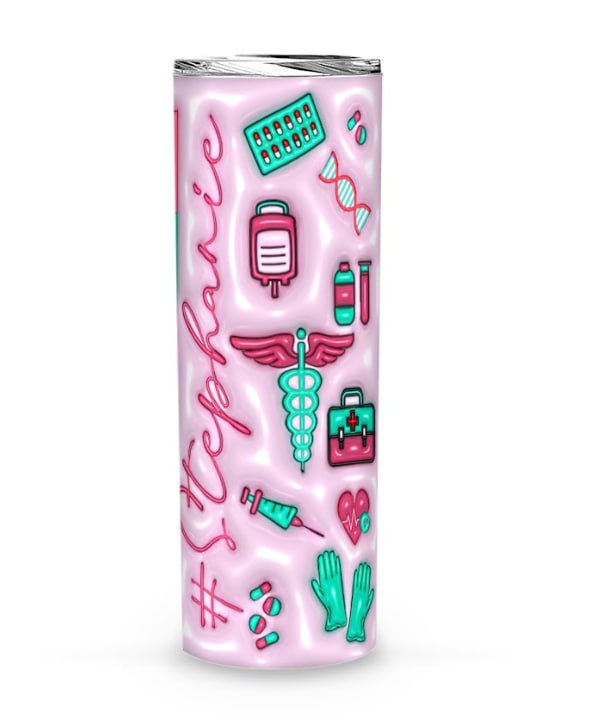 Personalized 3D Puff Nurse Tumbler 20oz - Custom Name Medical Skinny Tumbler, Nursing Student Graduation Gift, Nurse Appreciation