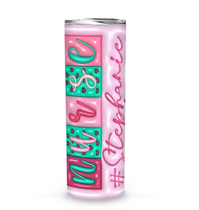 Personalized 3D Puff Nurse Tumbler 20oz - Custom Name Medical Skinny Tumbler, Nursing Student Graduation Gift, Nurse Appreciation