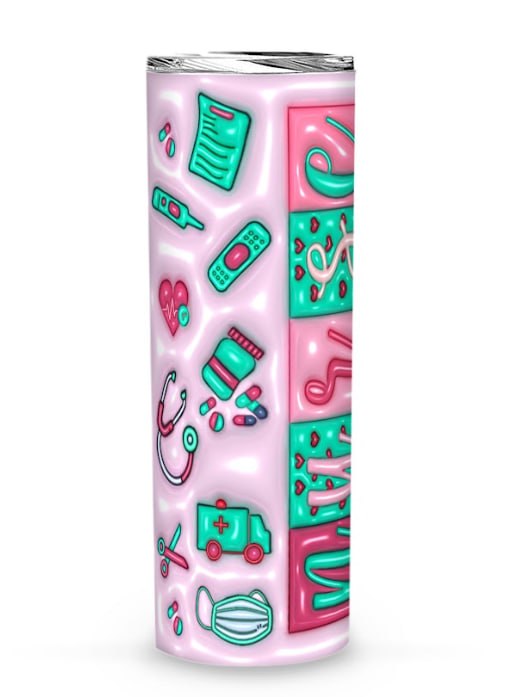 Personalized 3D Puff Nurse Tumbler 20oz - Custom Name Medical Skinny Tumbler, Nursing Student Graduation Gift, Nurse Appreciation
