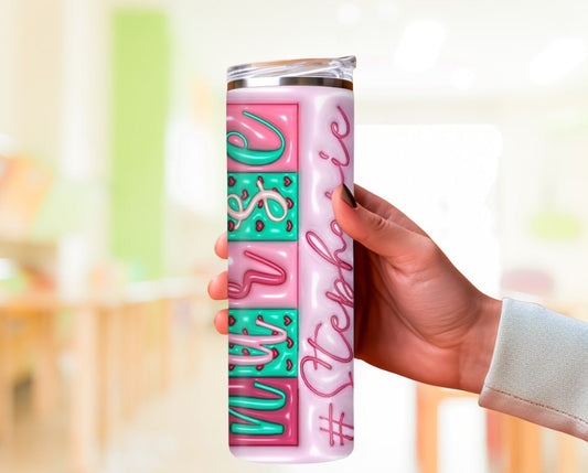 Personalized 3D Puff Nurse Tumbler 20oz - Custom Name Medical Skinny Tumbler, Nursing Student Graduation Gift, Nurse Appreciation